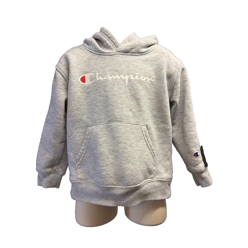 Champion Toddler‎ Hoodie Gray Black Logo Pullover Sweatshirt 4T
